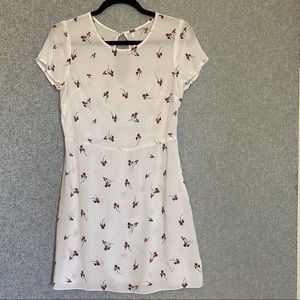 Free People dress size 6 roses floral side zip keyhole button back lightweight